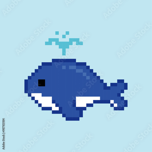 blue whale icon pixel art