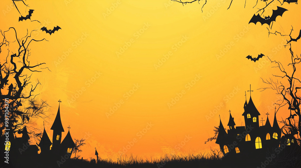 Tło z różnorodnymi dekoracjami halloweenowymi, takimi jak straszne twarze, świecące dynie i długie cienie. Tło z różnorodnymi dekoracjami halloweenowymi, takimi jak straszne twarze, świecące dynie i długie cienie.