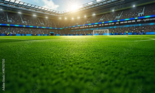 Soccer Field with Stadium in the Background photo