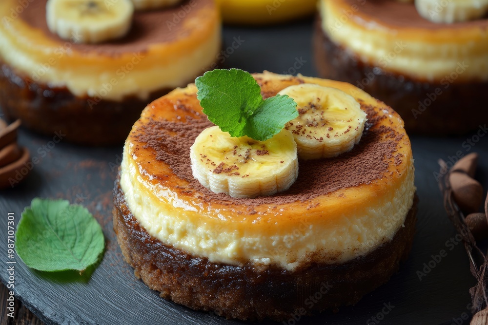 Breakfast. Delicious cheesecakes with ripe banana, ai Breakfast. Delicious cheesecakes with ripe banana, ai