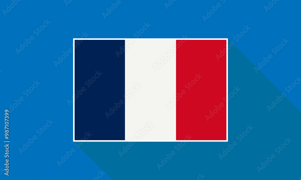 Flag of France with long shadow. Vector background or banner template. Flat style Flag of France with long shadow. Vector background or banner template. Flat style