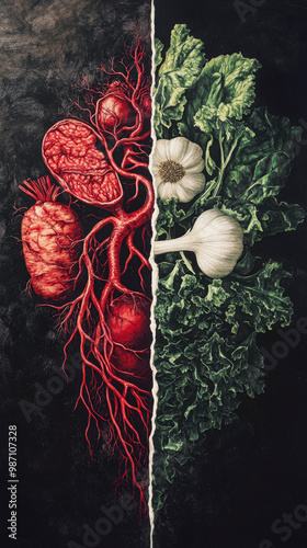 Artistic Representation of Human Organs with Red Vegetables