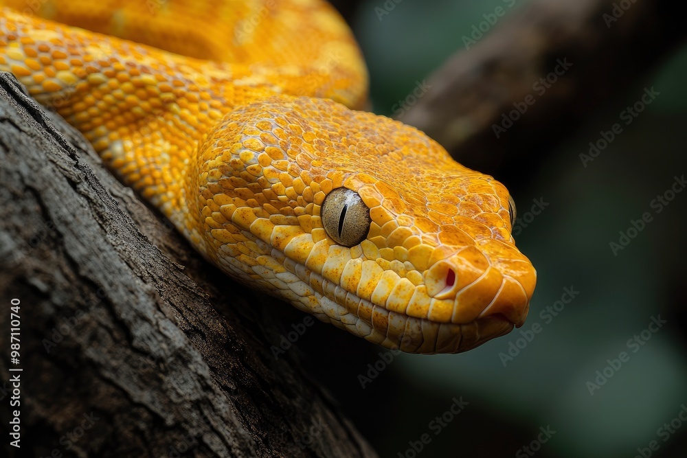 yellow brown snake on a branch , ai yellow brown snake on a branch , ai
