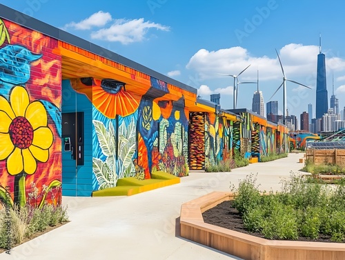 Vibrant Murals and Renewable Energy Infrastructure in Sustainable Urban Community