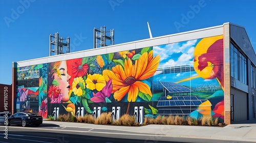 Vibrant Murals and Renewable Energy Infrastructure Powering Sustainable Urban Communities