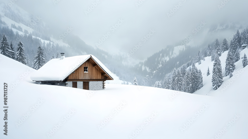 Snowstorm engulfing a mountain cabin harsh weather snow Snowstorm engulfing a mountain cabin harsh weather snow