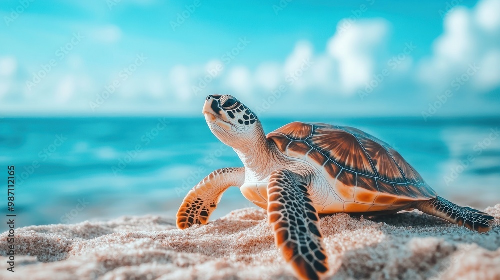 Obraz premium Sea Turtle on Sandy Beach
