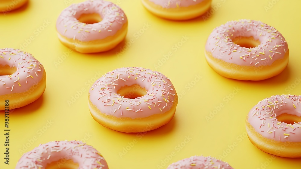 Donuts on a yellow background Donuts on a yellow background