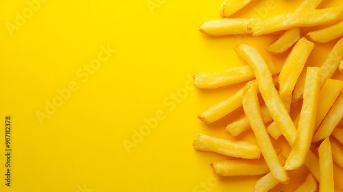 french fries on yellow background