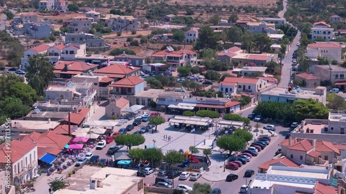 greece peloponnese region aeropoli town unique architecture stone houses and town square aerial view photo