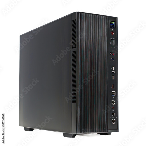 Computer side view isolate on transparent background