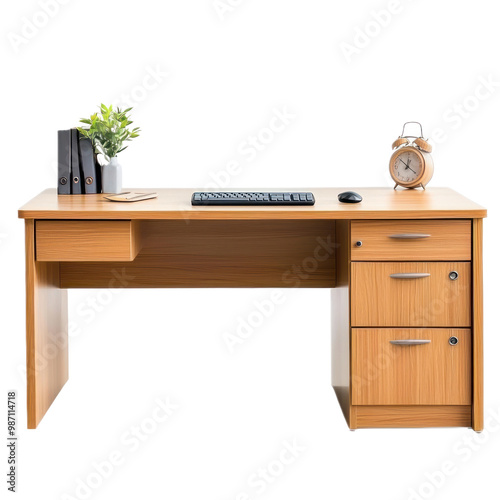 Desk front view isolate on transparent background