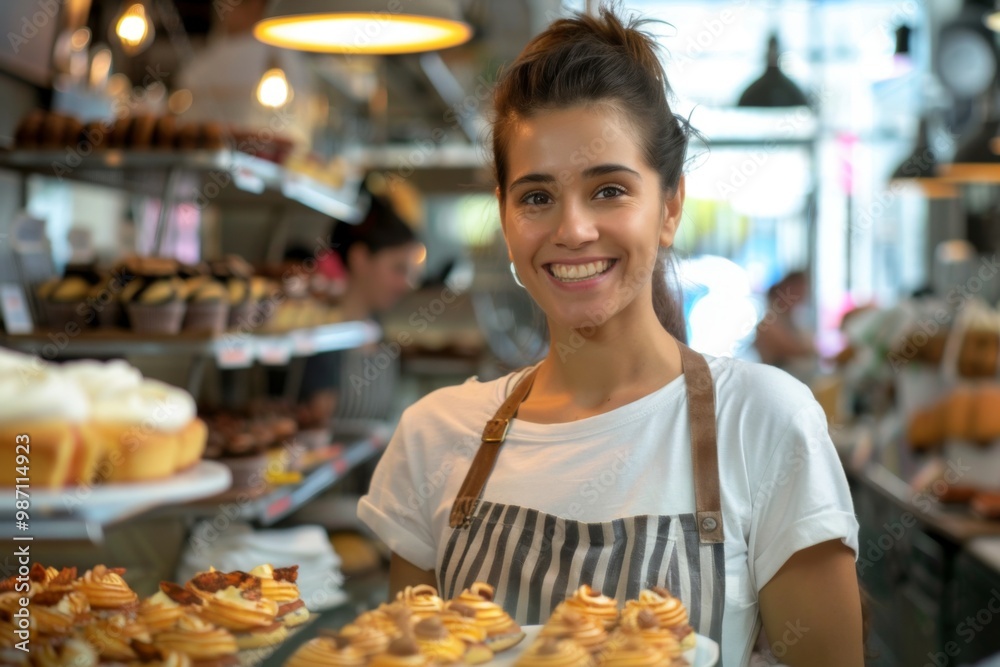 Portrait of a smiling happy female pastry shop owner Portrait of a smiling happy female pastry shop owner