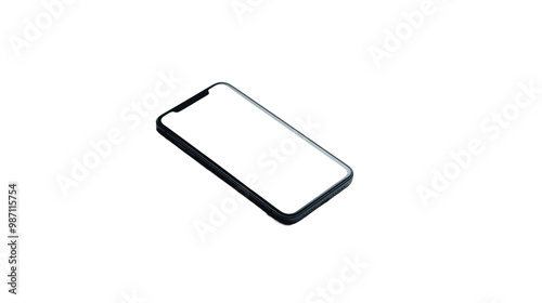 A phone is laying on a white background. isolated on transparent background, PNG file