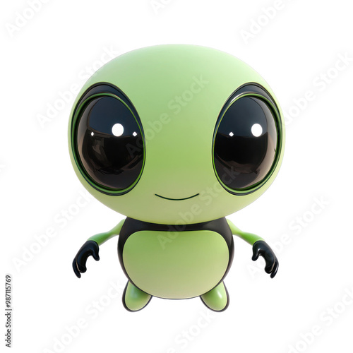 Cute Alien character top view isolate on transparent background