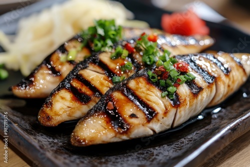 teriyaki grilled mackerel fish steak , ai