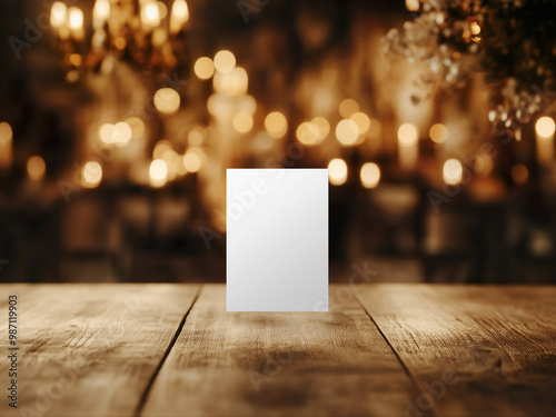 Obraz na płótnie Blank 5x7 Wedding Card Mockup. PNG Overlay Mock-Up. Transparent Opening for Your Design. w salonie