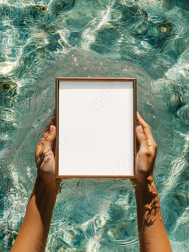 Obraz na płótnie Blank 4x5 Poster in Golden Frame. PNG Overlay Mock-Up. Transparent Opening for Your Design. w salonie