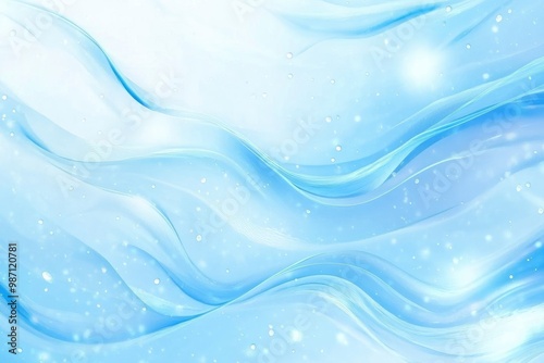 Transparent blue and white gradient Gel background or pattern with light blue lights. Gel blue background Virus protection or facial moisturizing cosmetics concept. Long banner, ai