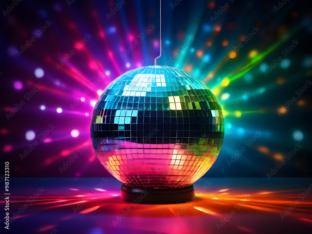 Obraz premium disco ball with lights,Ai generated 