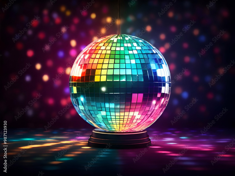 Obraz premium Vibrant LED Disco Ball with Colorful Reflections