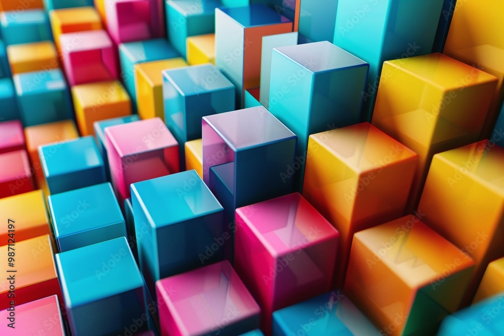 Obraz premium ai generative colorful 3d cube pattern