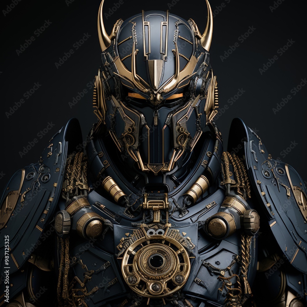 Stylized Illustration of a High-Tech Suit of Armor for Future Battles Stylized Illustration of a High-Tech Suit of Armor for Future Battles