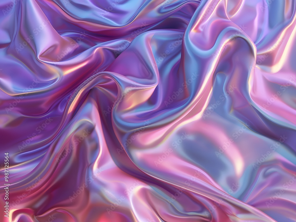 Close up of iridescent fabric with soft folds. Close up of iridescent fabric with soft folds.