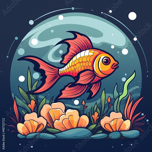 Artistic Logo Design Showcasing a Bright and Colorful Aquarium Theme photo