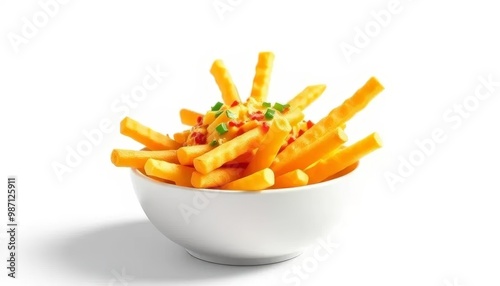 Cheese Fries in a White Bowl	
