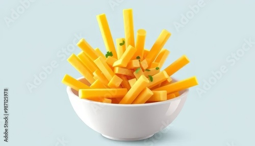 Cheese Fries in a White Bowl	
