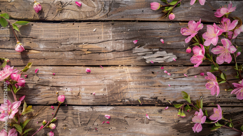 The Flowers on Wooden Surface