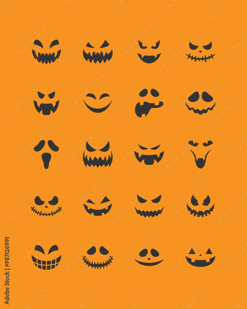 evil faces halloween vector set evil faces halloween vector set