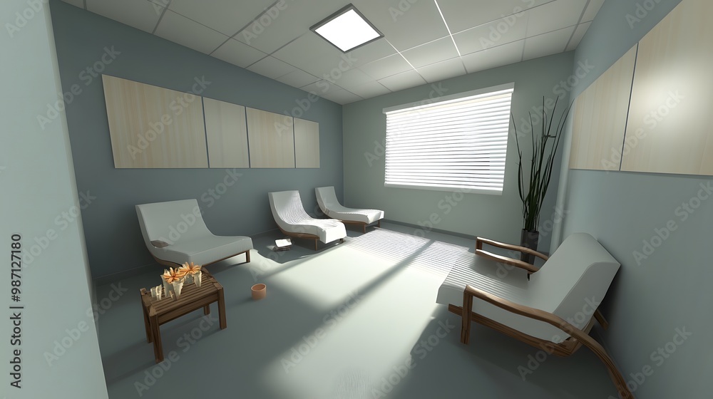 Solace Therapy Space: Empty Room with Soothing Hues for Mental Health Haven Solace Therapy Space: Empty Room with Soothing Hues for Mental Health Haven