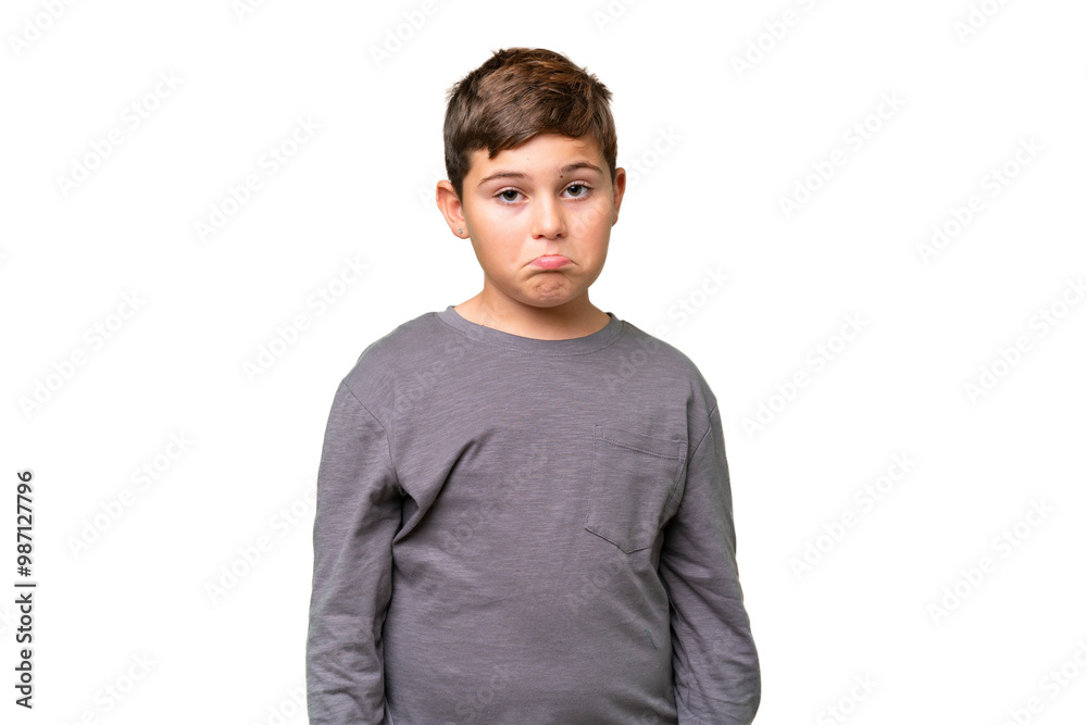 Little caucasian kid over isolated chroma key background with sad expression Little caucasian kid over isolated chroma key background with sad expression