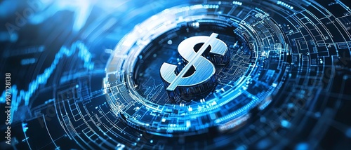 A digital lock with an embedded biometric scanner and a dollar sign symbol