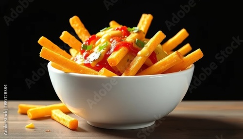 Cheese Fries in a White Bowl	