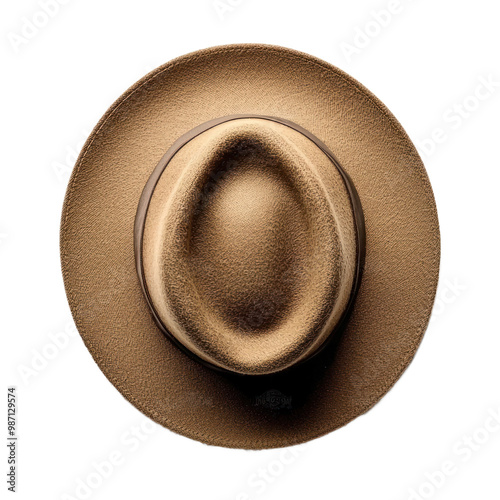 Fedora hat top view isolate on transparent background