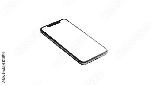 A phone with a cracked screen is laying on a white background. isolated on transparent background, PNG file