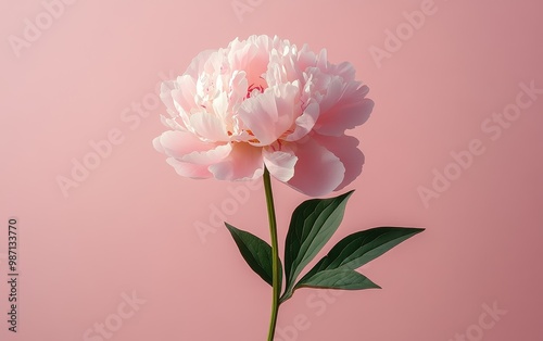 Fototapeta Naklejka Na Ścianę i Meble -  Pink Peony Flower on a Pink Background