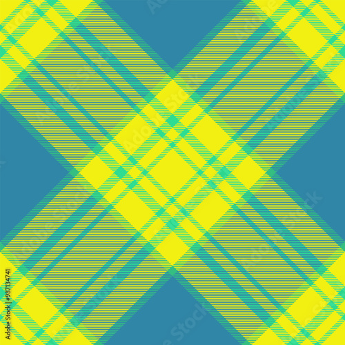 Close up pattern background seamless, napkin fabric tartan vector. Infant check plaid textile texture in bright and cyan colors.