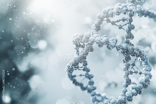 Photo of A DNA double helix with chemical structures and"