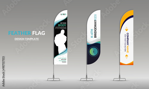 Corporate Business wave feather flag design