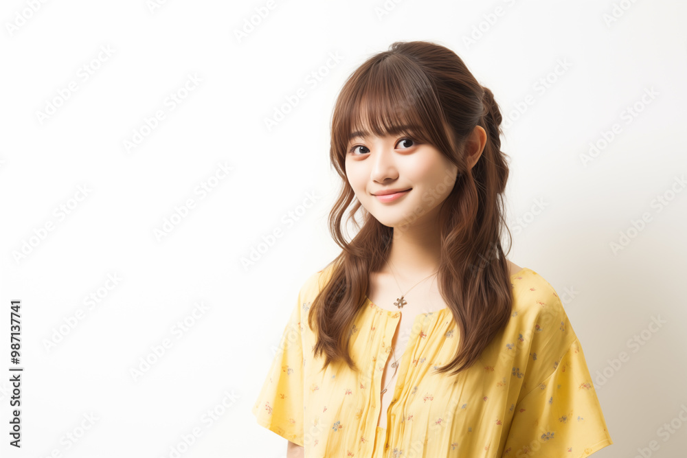 Teen pretty Japanese girl over isolated white background Teen pretty Japanese girl over isolated white background