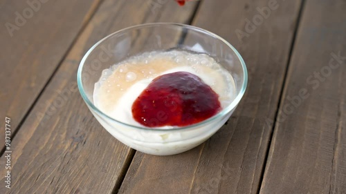 homemade gourmet cold strawberry taho 