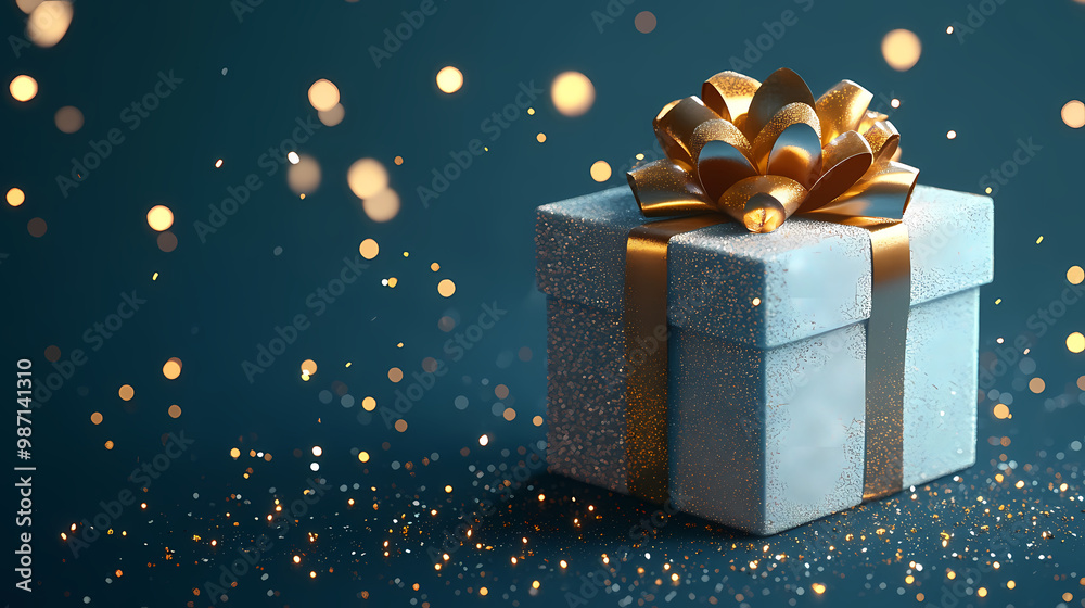Gift box in festive sparkle Gift box in festive sparkle