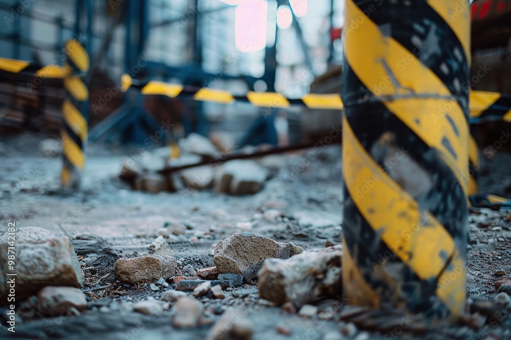 ai generative construction tape on the highway