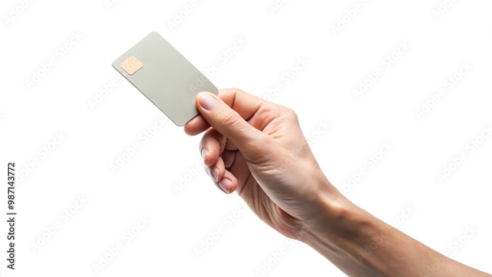Hand holding blank credit card isolated for business advertisement Hand holding blank credit card isolated for business advertisement