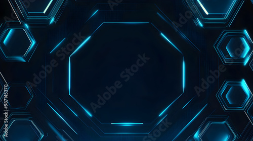 Blue Hexagonal Sci-fi Design 71