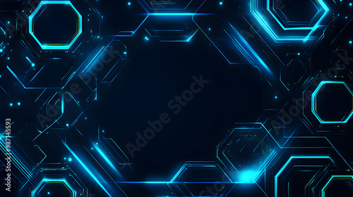 Hexagonal Blue Tech Design 78